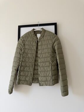 H&M Olive Green Quilted Bomber Jacket